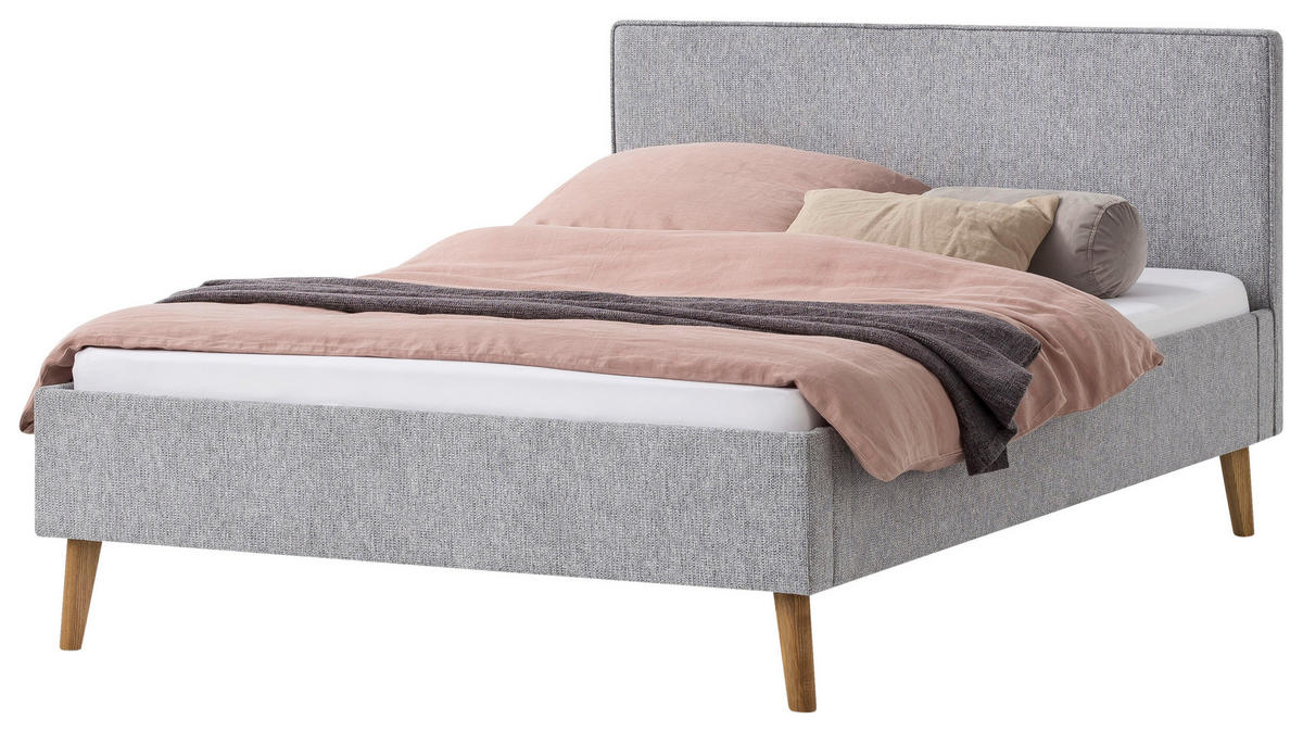 POLSTERBETT Grau 140/200 cm  - Eichefarben/Grau, Basics, Holz/Textil (140/200cm) - Boxxx