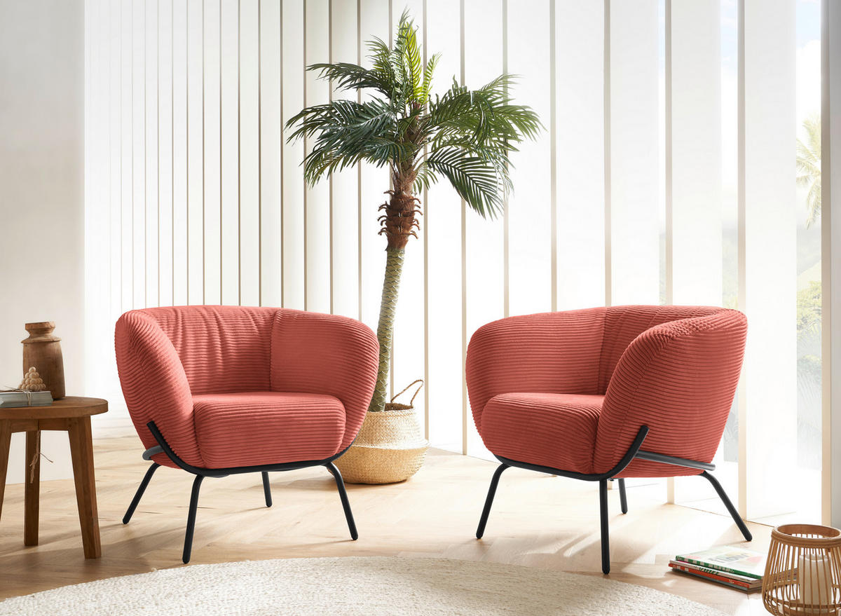 COCKTAILSESSEL Cord Koralle  - Koralle, Design, Textil (79/71/74cm) - Lomoco