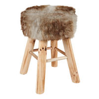 TABURET, dřevo, textil, kompozitní dřevo, 28/42 cm - šedá/přírodní barvy, Natur, dřevo/kompozitní dřevo (28/42cm) - Ambia Home