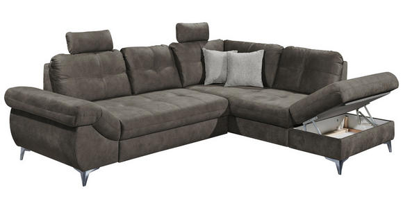 ECKSOFA Anthrazit Velours  - Anthrazit/Hellgrau, KONVENTIONELL, Kunststoff/Textil (275/218cm) - Carryhome