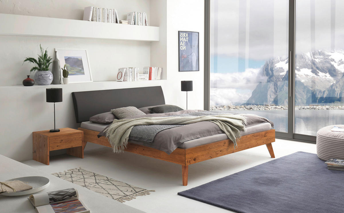 BETT 90/200 cm  in Wildeiche  - Wildeiche/Eichefarben, Natur, Holz (90/200cm) - Hasena