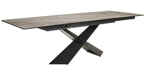 ESSTISCH in Metall, Glas, Keramik 180-250/98/77 cm  - Beige/Schwarz, Design, Glas/Keramik (180-250/98/77cm) - Belluti