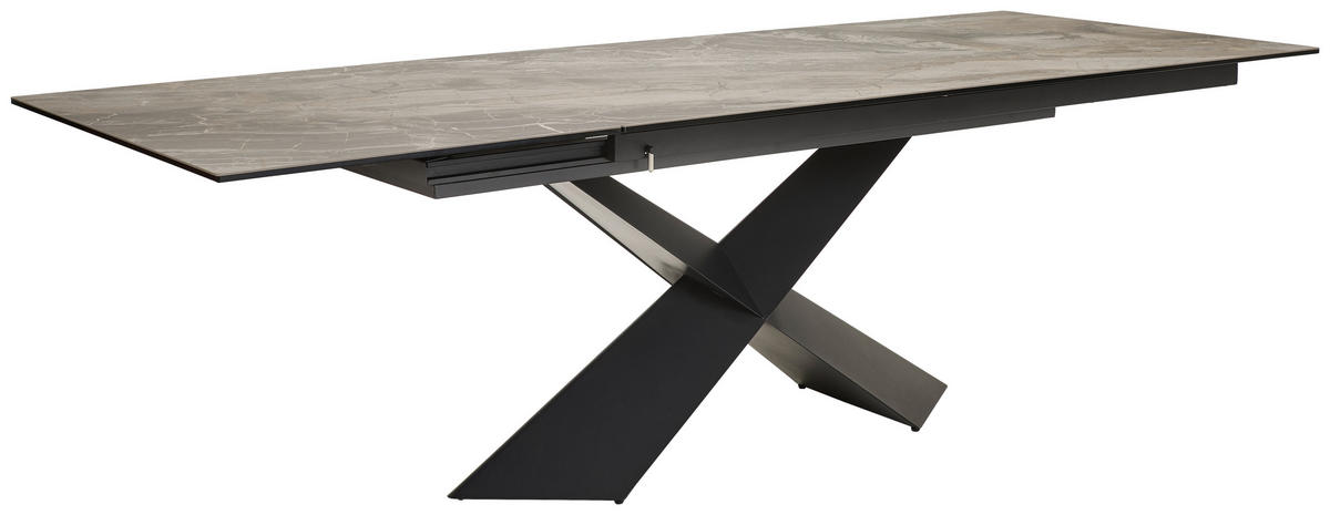 ESSTISCH in Metall, Glas, Keramik 180-250/98/77 cm  - Beige/Schwarz, Design, Glas/Keramik (180-250/98/77cm) - Emilio Belluti