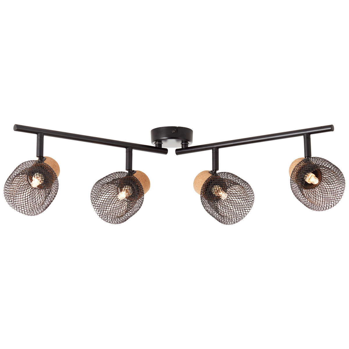DECKENLEUCHTE     - Schwarz, Natur, Holz/Metall (16,5/76,5/9cm) - Brilliant