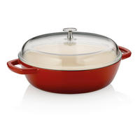 SCHMORPFANNE  - Rot, KONVENTIONELL, Glas/Metall (28/16cm) - Kela