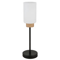 TISCHLEUCHTE Rowena 12/42 cm  - Opal/Schwarz, Design, Glas/Holz (12/42cm) - Globo