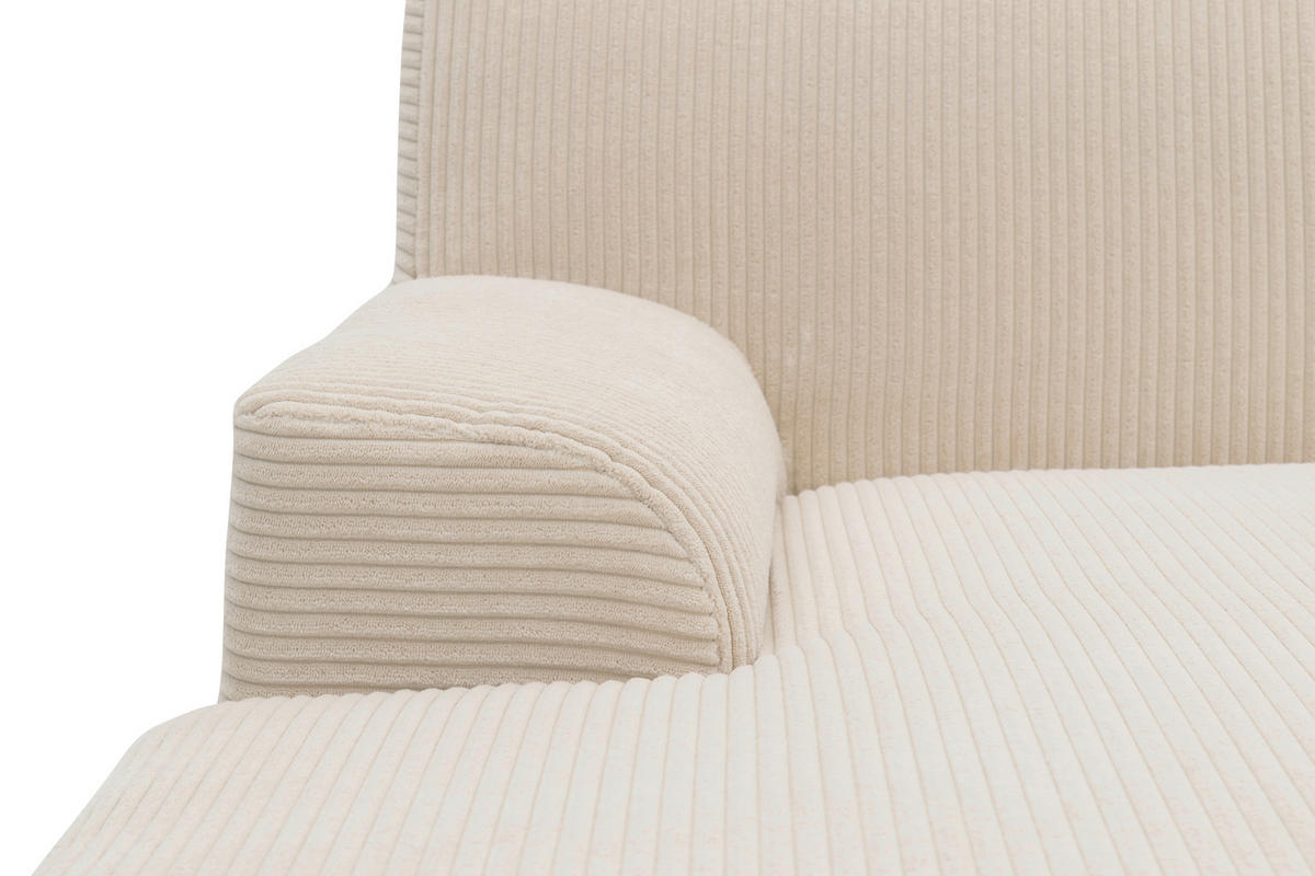 ECKSCHLAFSOFA  CAPRI 2 Creme Cord  - Creme/Schwarz, Basics, Kunststoff/Textil (146/241cm) - MID.YOU