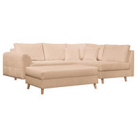 ECKSOFA inkl. Hocker Ariella Beige Bouclé  - Beige/Naturfarben, Design, Holz/Textil (231/161cm) - Livetastic