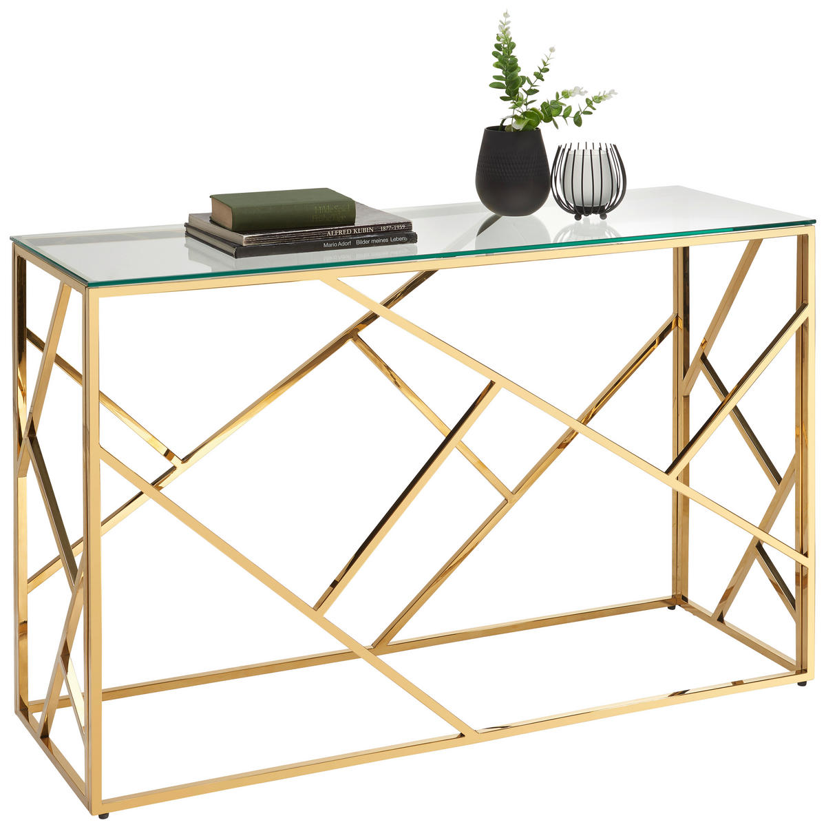 KONSOLENTISCH in Metall, Glas 120/40/78 cm   - Goldfarben, Design, Glas/Metall (120/40/78cm) - Xora