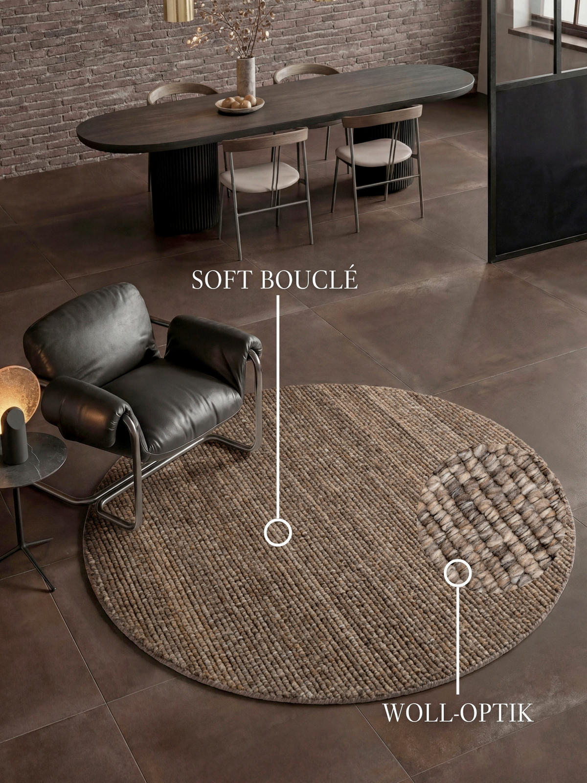 HANDWEBTEPPICH Wohnzimmer 160 cm Kollektion 1852 Wilma Braun, Multicolor rund  - Multicolor/Braun, Basics, Textil (160cm) - Villeroy & Boch
