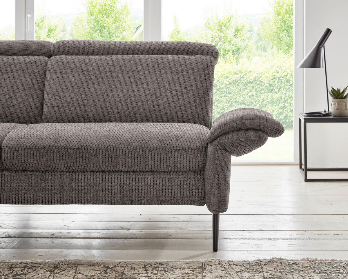 ECKSOFA in Struktur Dunkelgrau  - Dunkelgrau/Schwarz, Modern, Textil/Metall (235/275cm) - Cantus