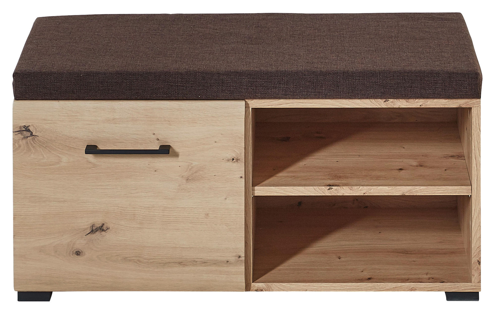GARDEROBENBANK 84/43/40 cm  - Eichefarben/Schwarz, Design, Holzwerkstoff/Textil (84/43/40cm) - Voleo