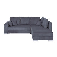 KOTNA SEDEŽNA GARNITURA, rebrasti žamet temno siva  - barve kroma/temno siva, Design, umetna masa/tekstil (260/218cm) - P & B