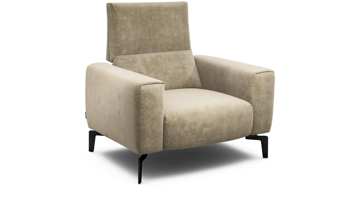 SESSEL in Samt Naturfarben  - Schwarz/Naturfarben, Design, Textil/Metall (110/85/86-94cm) - SENSOO