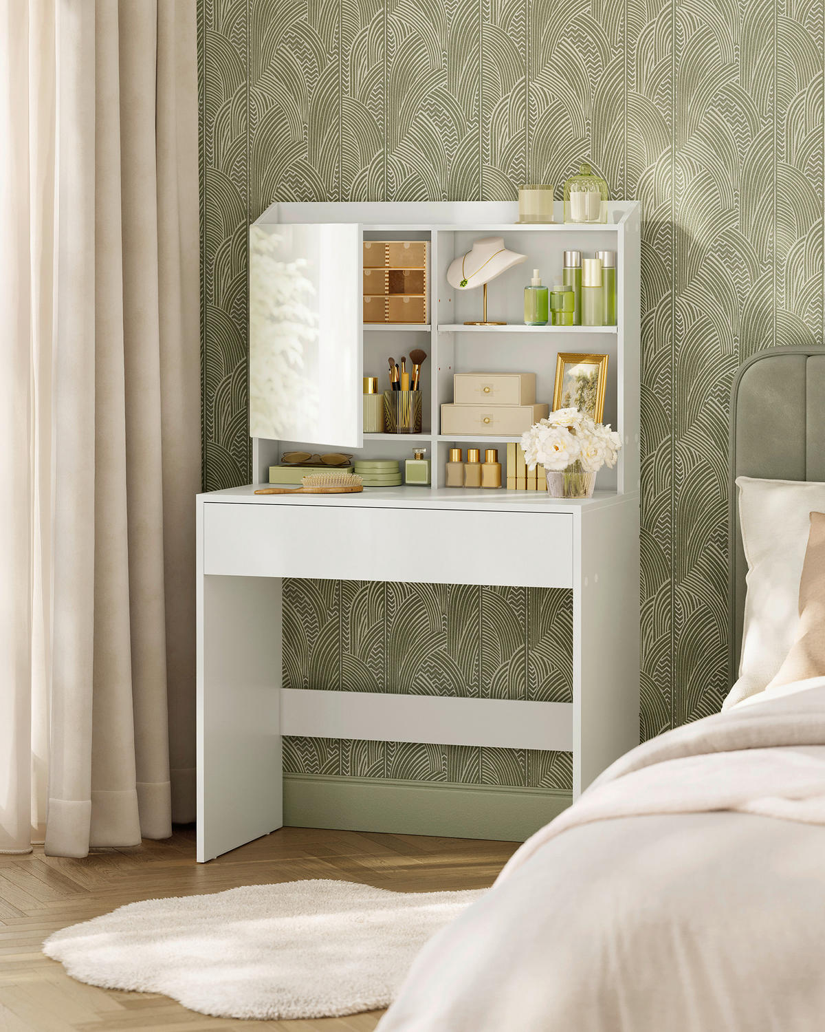 TOALETNÝ STOLÍK, biela, 70/40/136 cm - biela, Basics, kompozitné drevo (70/40/136cm) - Boxxx