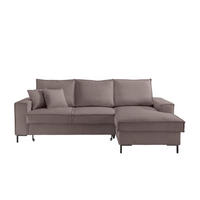 ECKSOFA Graubraun Cord  - Graubraun/Schwarz, MODERN, Textil/Metall (240/150cm) - Livetastic