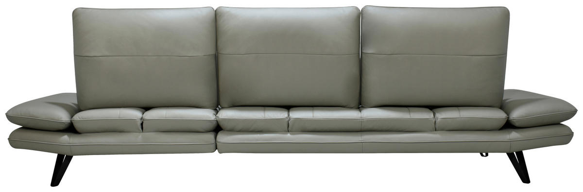 ECKSOFA Grau, Taupe Echtleder  - Taupe/Schwarz, Design, Leder/Kunststoff (312/104-128cm) - Celina Home