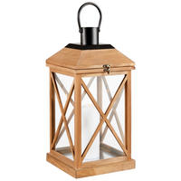 LATERNE - Schwarz/Braun, LIFESTYLE, Glas/Holz (24/50,5/24cm) - Ambia Home