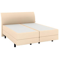 BOXSPRINGBETT 180/200 cm,  in Beige, gepolstertes Kopfteil, Matratzen, H3 + H4 = fest + sehr fest  - Beige/Schwarz, KONVENTIONELL, Kunststoff/Textil (180/200cm) - Musterring