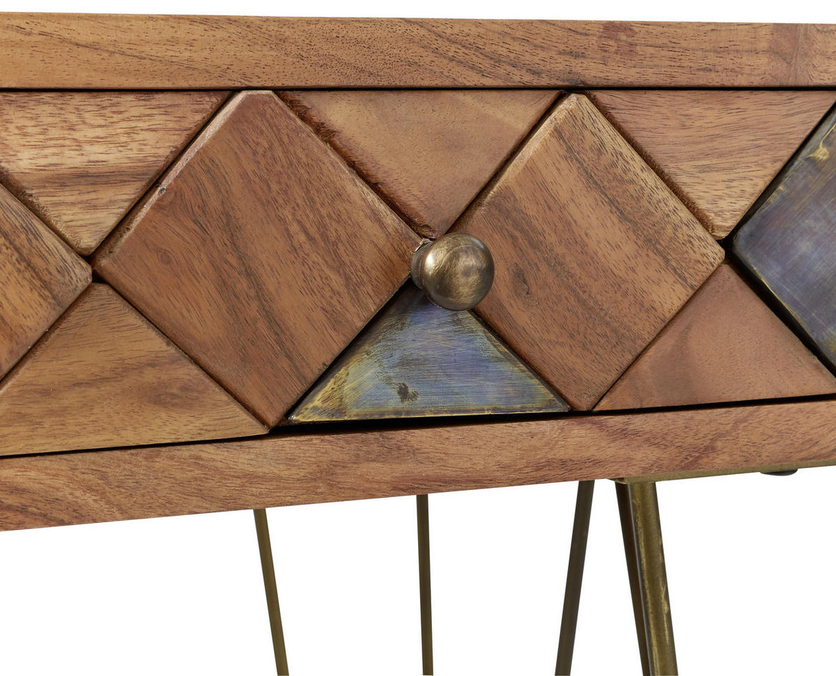 KONZOLOVÝ STOLÍK, akácia, farba akácie, 115/42/78 cm - farba akácie/bronzová, Trend, kov/drevo (115/42/78cm) - Ambia Home