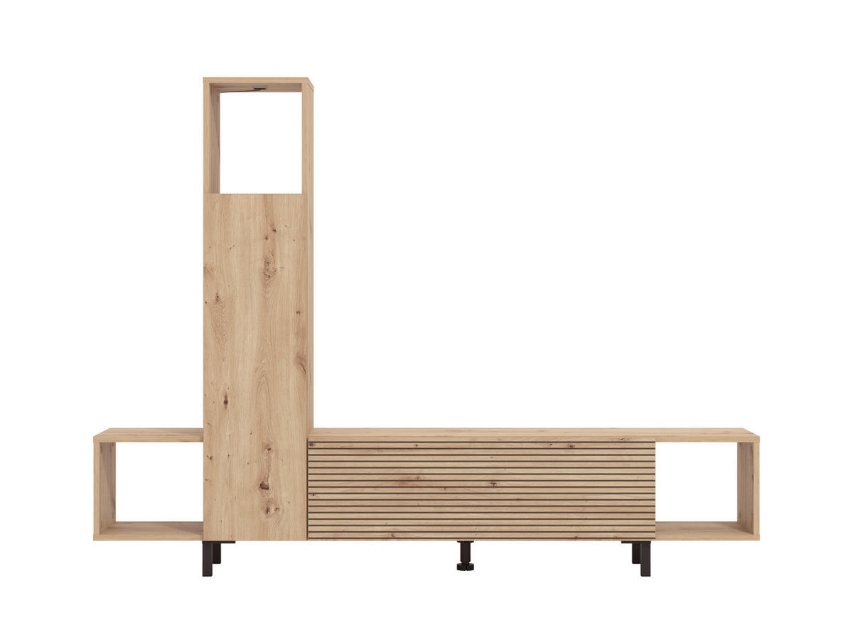 WOHNWAND 2-teilig  in Eiche Artisan  184/138/30 cm  - Schwarz/Eiche Artisan, Natur, Holzwerkstoff (184/138/30cm) - Boxxx