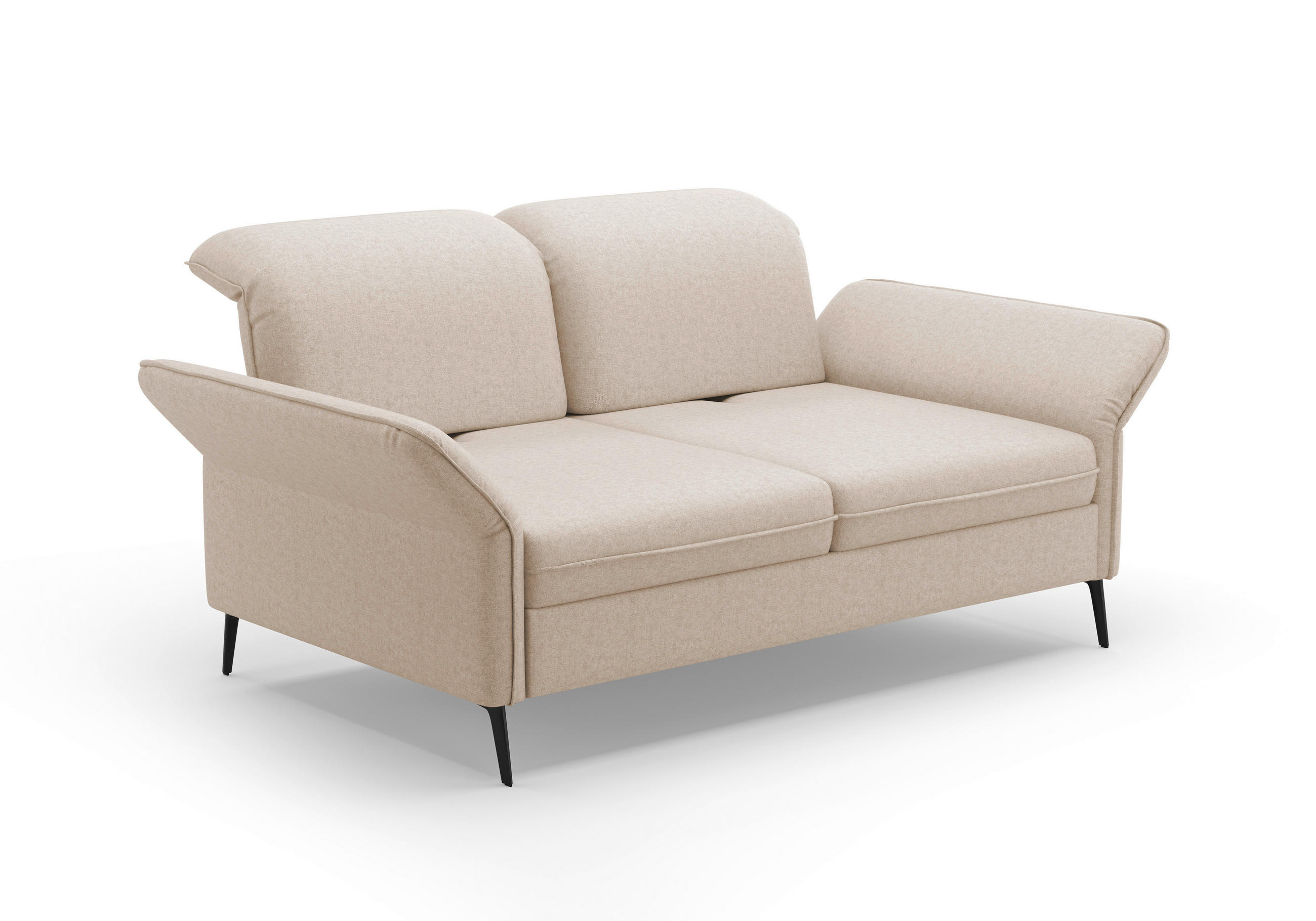 3-SITZER-SOFA in Flachgewebe Creme  - Creme/Schwarz, Konventionell, Textil/Metall (199/92/123cm) - Sit & More