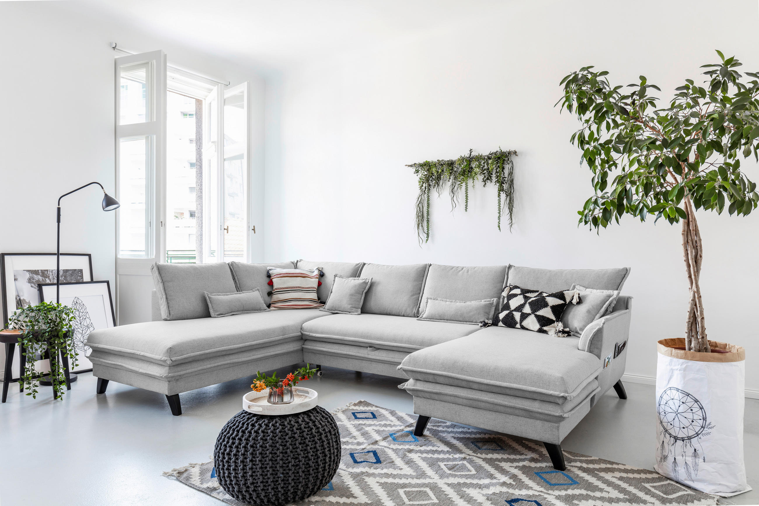 P & B SEDACIA SÚPRAVA, textil, svetlosivá