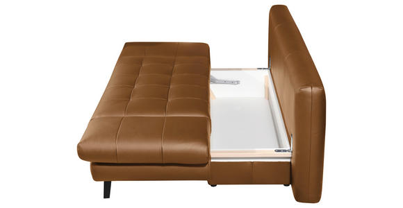 SCHLAFSOFA in Echtleder Cognac  - Cognac/Schwarz, Design, Leder/Metall (209/94/94cm) - Novel