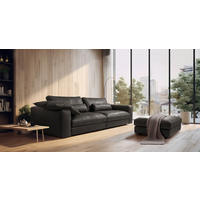 3-SITZER-SOFA 300/85/123 cm  in Echtleder Dunkelgrau   - Dunkelgrau/Beige, Design, Leder/Kunststoff (300/85/123cm) - Livetastic