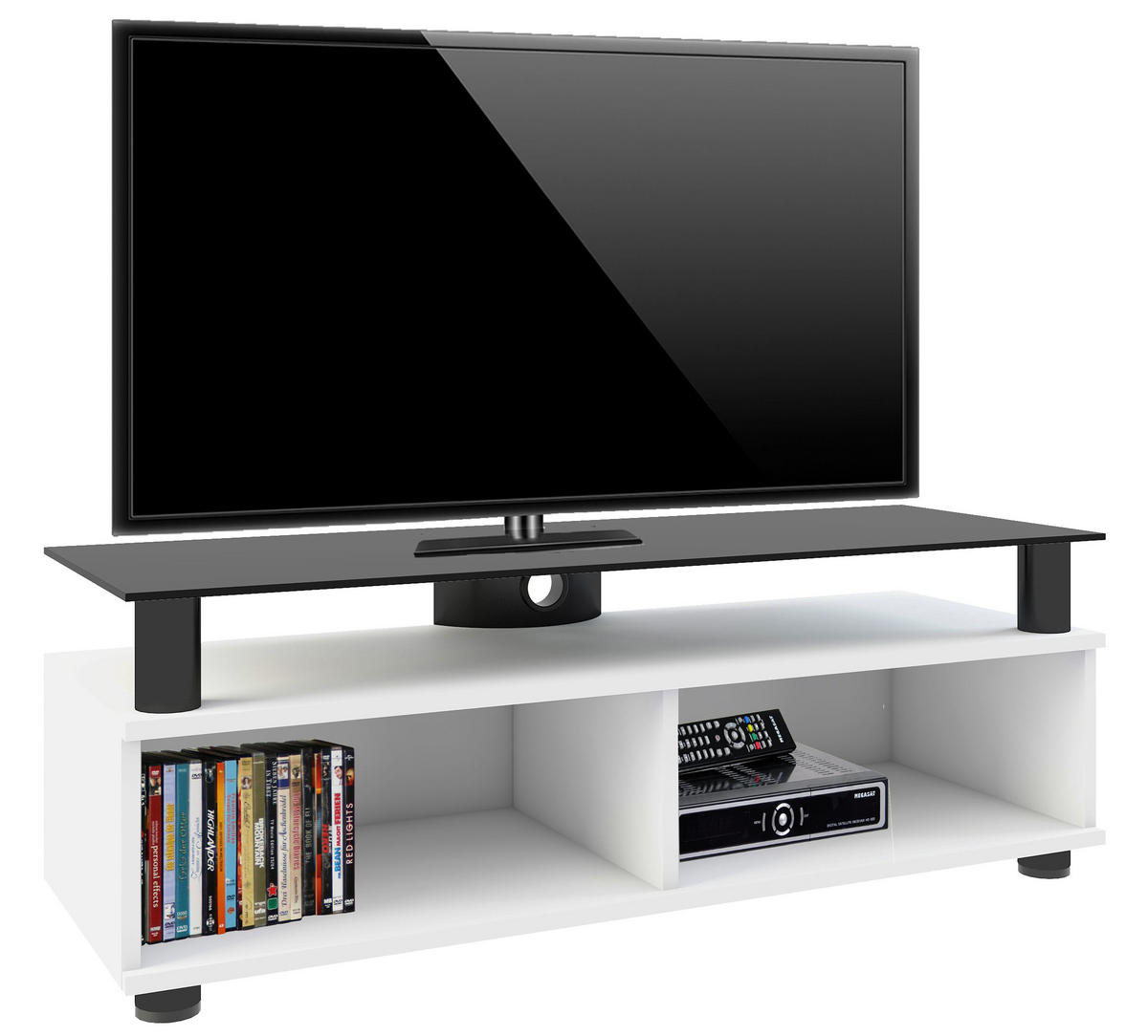 TV-ELEMENT 95/47/40 cm  - Schwarz/Weiß, Basics, Glas/Holzwerkstoff (95/47/40cm) - MID.YOU
