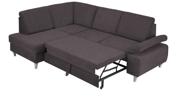 ECKSOFA in Flachgewebe Graubraun  - Graubraun/Silberfarben, KONVENTIONELL, Holz/Textil (186/255cm) - Cantus