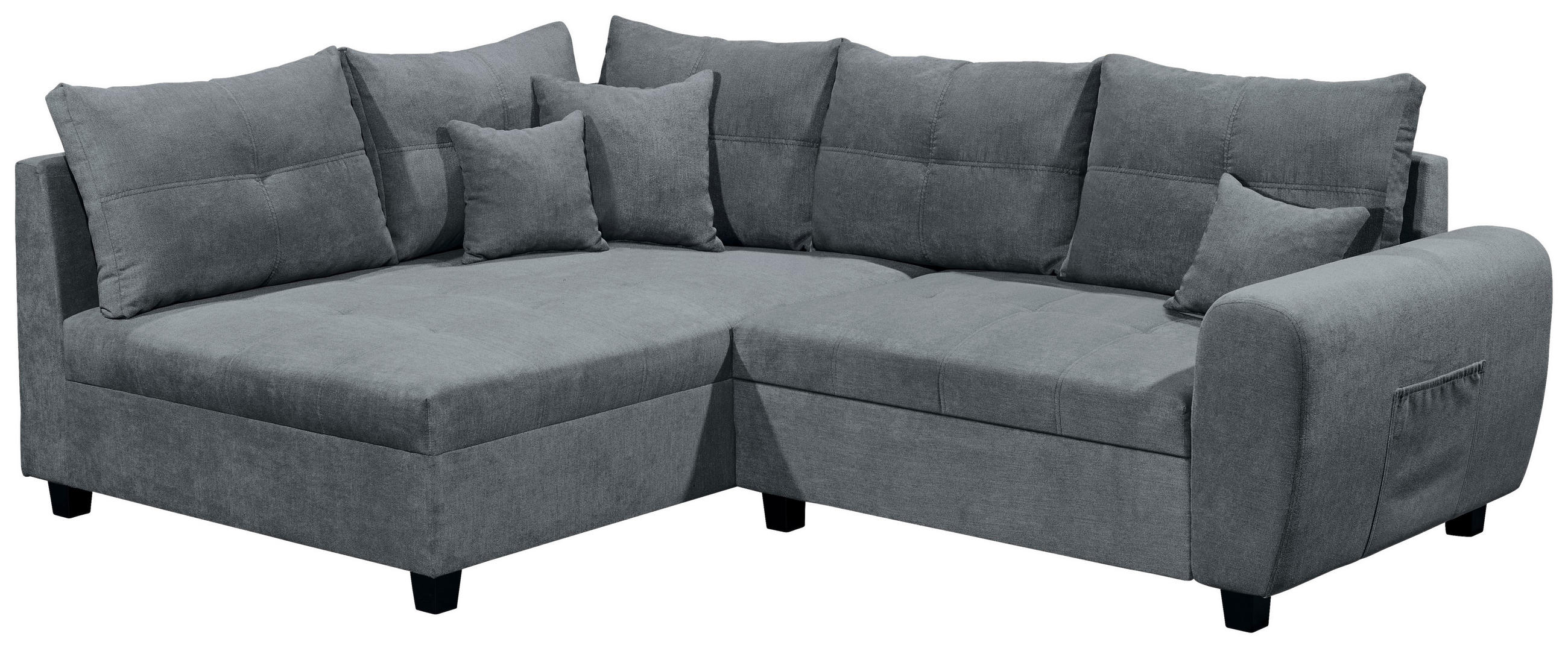 ECKSOFA Anthrazit Mikrovelours  - Anthrazit, Basics, Holzwerkstoff/Textil (176/248cm) - MID.YOU