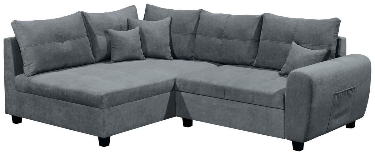 ECKSOFA Anthrazit Mikrovelours  - Anthrazit, Basics, Holzwerkstoff/Textil (176/248cm) - MID.YOU
