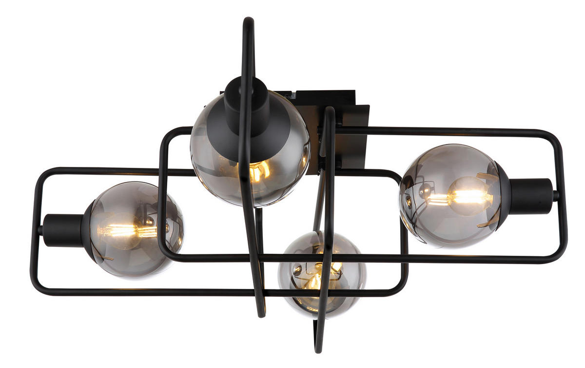 STROPNA SVETILKA 61/61/20 cm   - črna, Design, kovina/steklo (61/61/20cm) - Globo