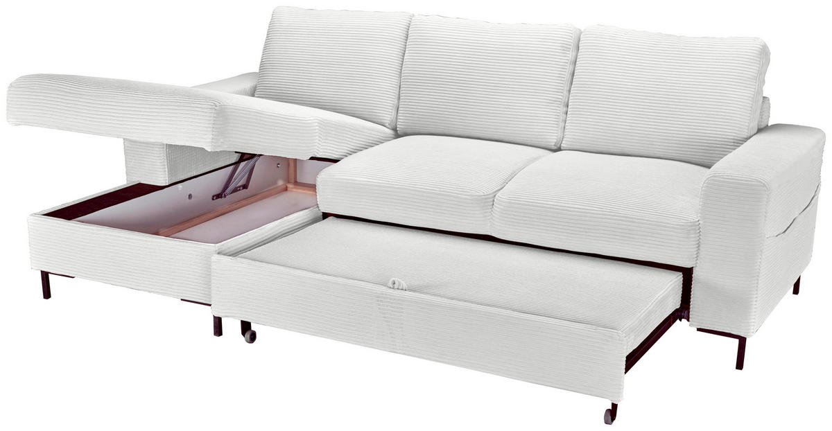 ECKSOFA Naturfarben Cord  - Schwarz/Naturfarben, KONVENTIONELL, Textil/Metall (150/240cm) - Carryhome
