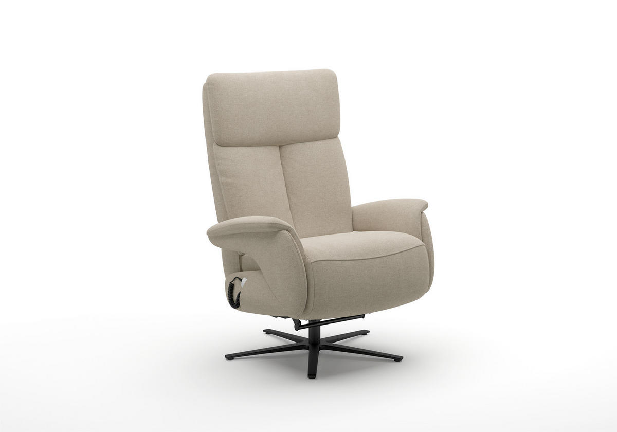 RELAXSESSEL TV TRIPLE SEVEN XTRA LARGE M2 Mikrofaser Kopfteilverstellung, Fußteilverstellung, Rücken echt    - Beige/Schwarz, Basics, Textil/Metall (86/113/86cm) - Sit & More