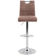 BARHOCKER Mikrofaser Beige Sitzfläche 360° drehbar, mit Griff  - Chromfarben/Beige, KONVENTIONELL, Textil/Metall (38/97-119/50cm) - Carryhome