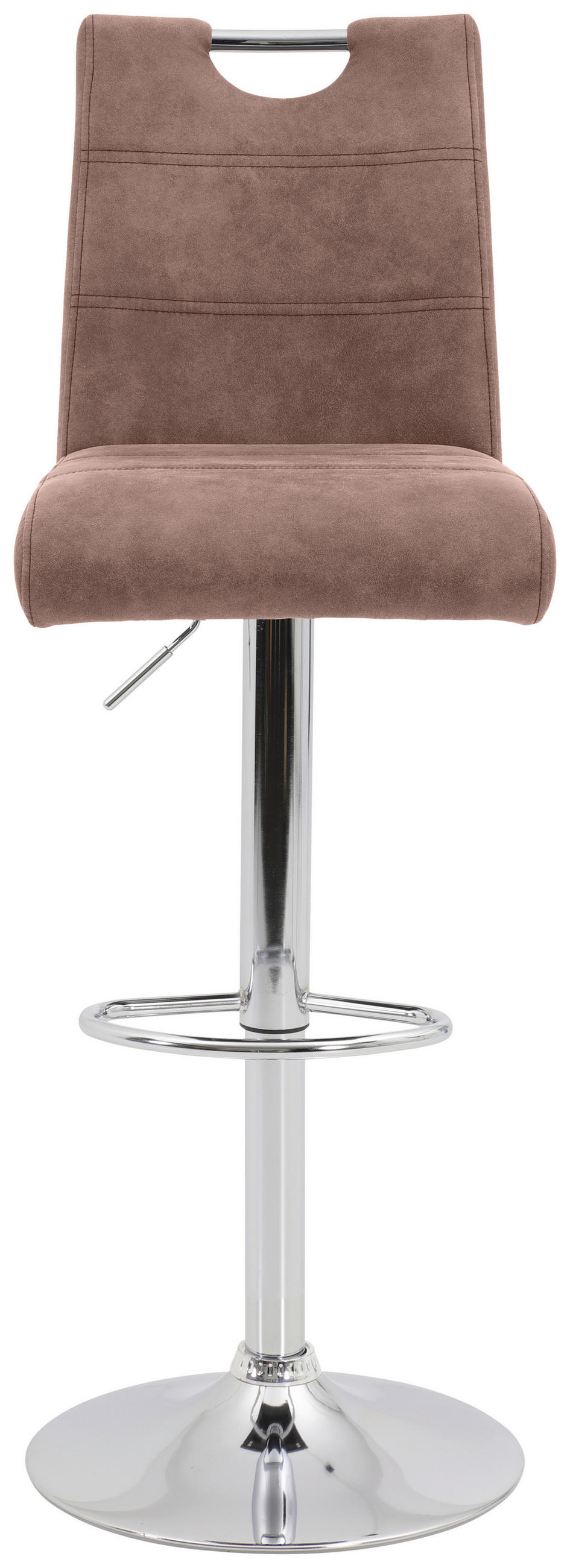 BARHOCKER Mikrofaser Beige Sitzfläche 360° drehbar, mit Griff  - Chromfarben/Beige, KONVENTIONELL, Textil/Metall (38/97-119/50cm) - Carryhome