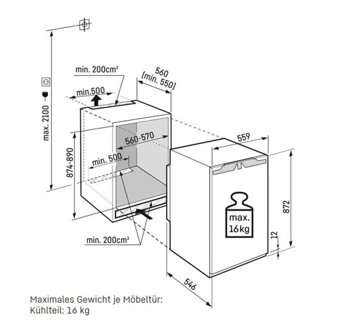 KÜHLSCHRANK 55,9/87,2/54,6 cm IRC3921  - Weiß, Basics, Kunststoff/Metall (55,9/87,2/54,6cm) - Liebherr
