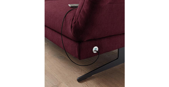 ECKSOFA Weinrot Flachgewebe  - Weinrot/Schwarz, Design, Textil/Metall (176-217/279-327cm) - Dieter Knoll