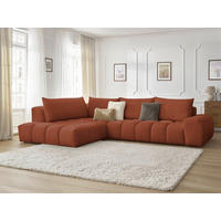 ECKSOFA Ottomane links  EVEREST Orange Struktur  - Schwarz/Orange, MODERN, Kunststoff/Textil (210/352cm) - Livetastic