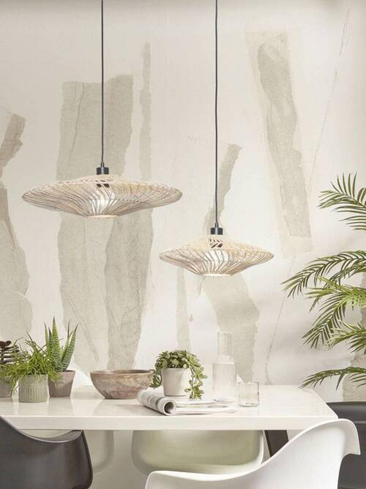 HÄNGELEUCHTE GOOD&MOJO  55/14 cm   - Weiß, Trend, Naturmaterialien (55/14cm) - Good & Mojo