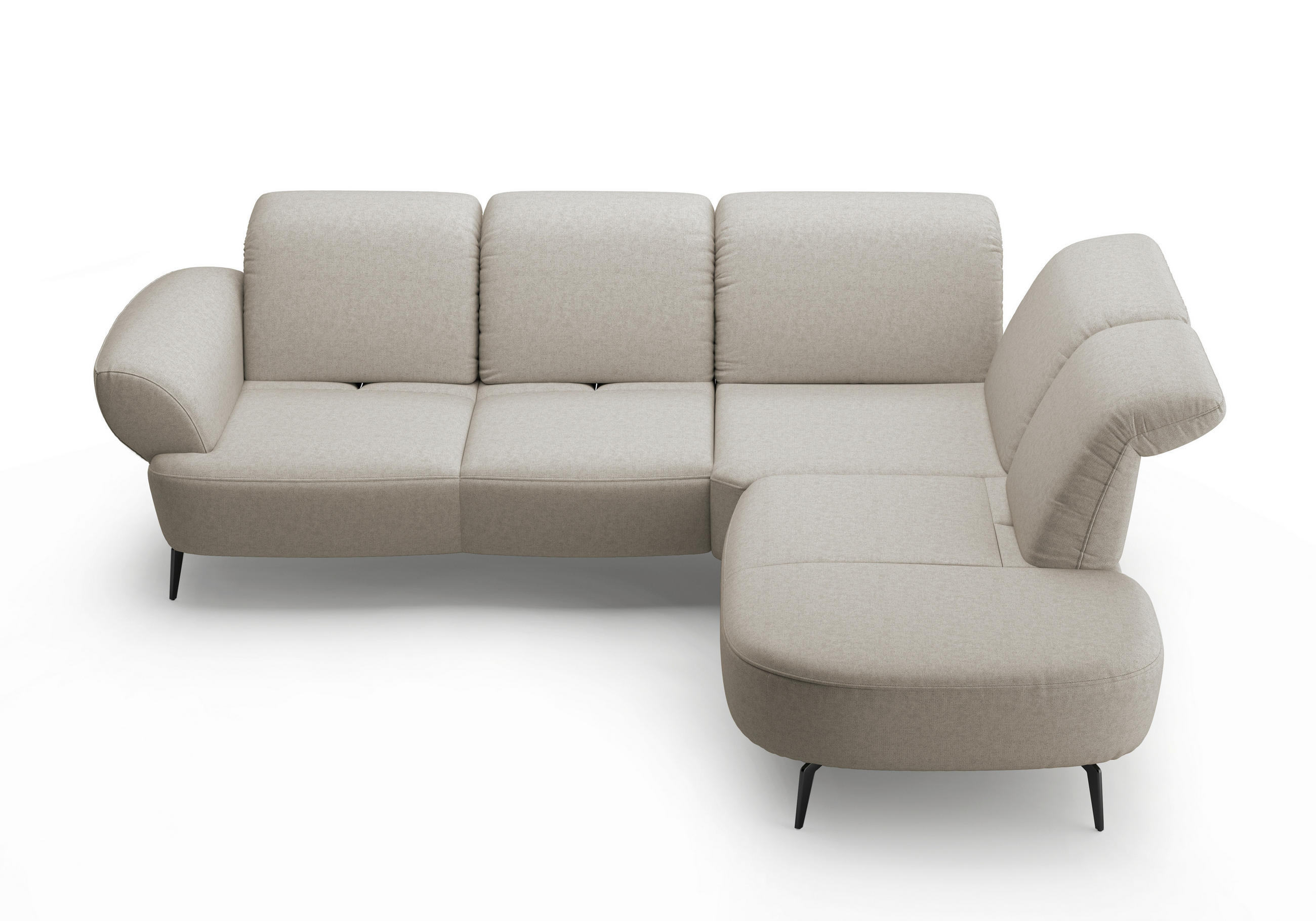 ECKSOFA in Flachgewebe Taupe  - Taupe/Schwarz, Modern, Textil/Metall (302/270cm) - Sit & More