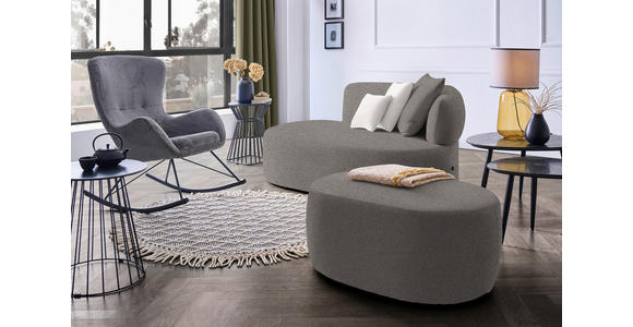 RÉCAMIERE  in Plüsch Creme, Graphitfarben  - Creme/Schwarz, MODERN, Kunststoff/Textil (166/86/105cm) - Hom`in