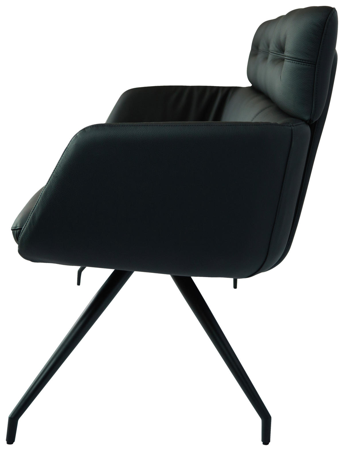 SITZBANK 200/91/70 cm Echtleder Schwarz  - Schwarz, Design, Leder/Metall (200/91/70cm) - Dieter Knoll