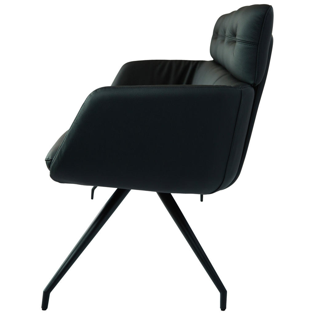 Thumbnail - Dieter Knoll Sitzbank, Schwarz, Metall, Leder, Echtleder, Rindleder, 3-Sitzer, 200x91x70 cm, Esszimmer, Bänke, Sitzbänke