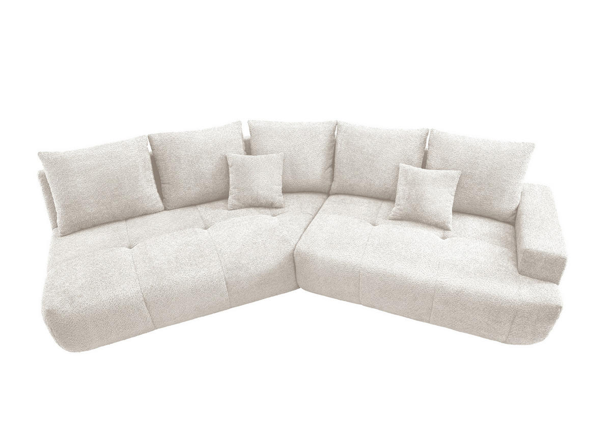 BIGSOFA Bouclé Weiß  - Schwarz/Weiß, MODERN, Kunststoff/Textil (323/91/155cm) - Livetastic