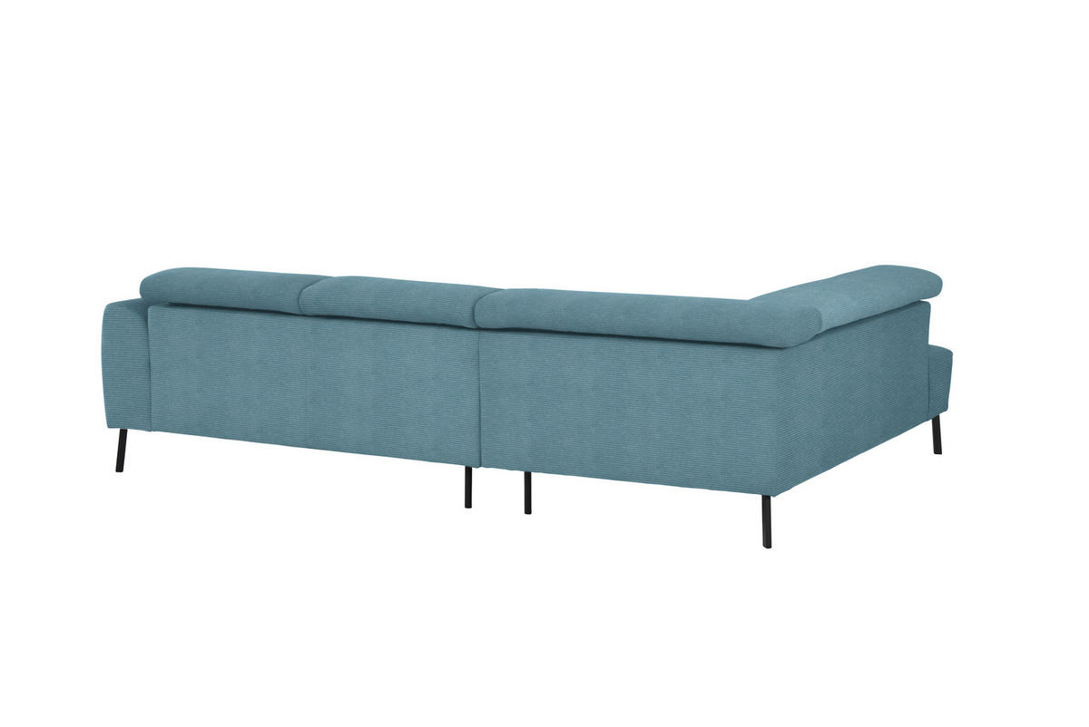 ECKSOFA in Feincord Türkis  - Türkis/Schwarz, Design, Textil/Metall (205/280cm) - MID.YOU