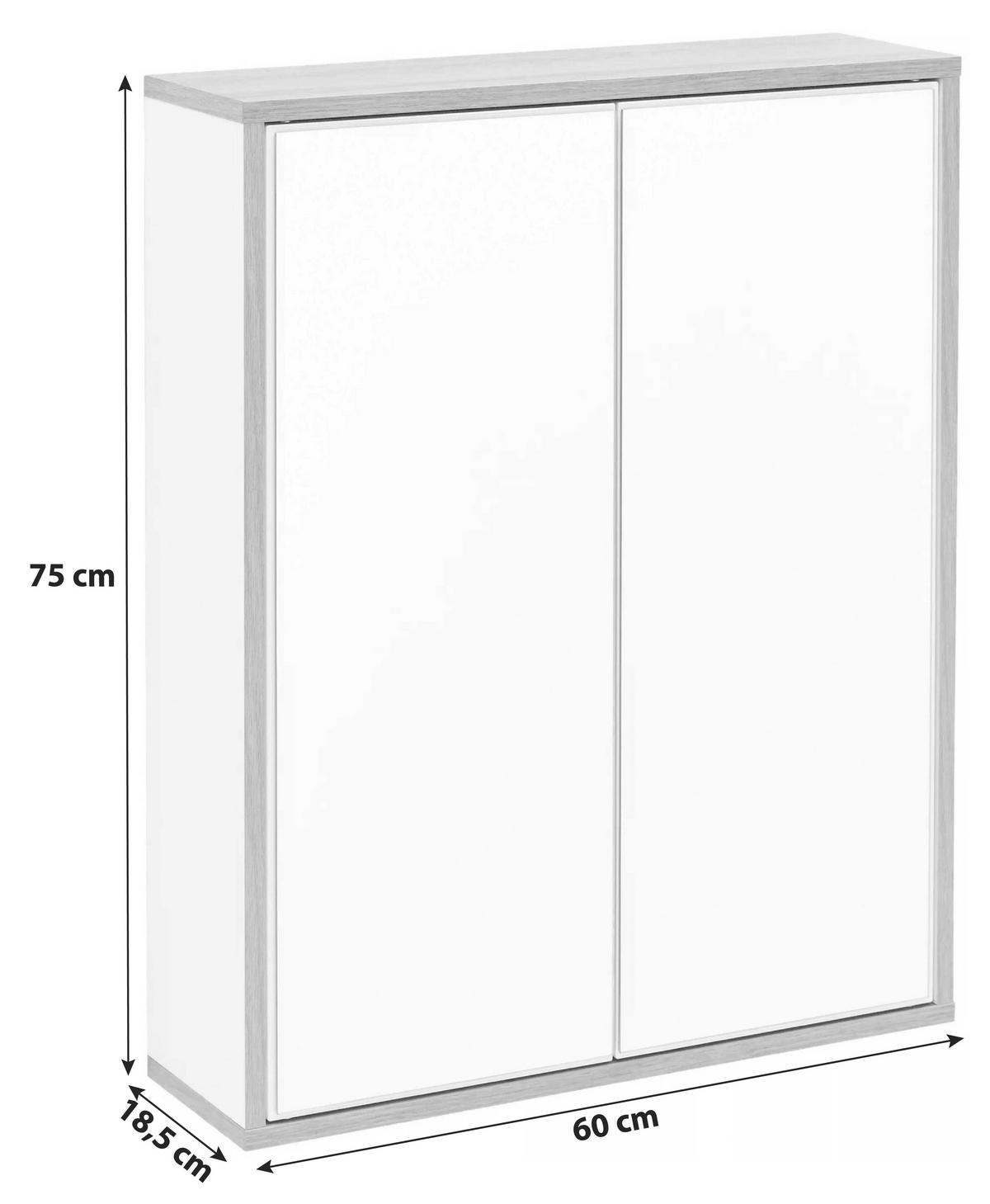 SPIEGELSCHRANK 60/75/18,5 cm  - Eichefarben/Weiß, MODERN, Glas/Holzwerkstoff (60/75/18,5cm) - MID.YOU