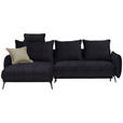 ECKSOFA in Flachgewebe Schwarz  - Schwarz, Design, Textil/Metall (180/273cm) - Hom`in